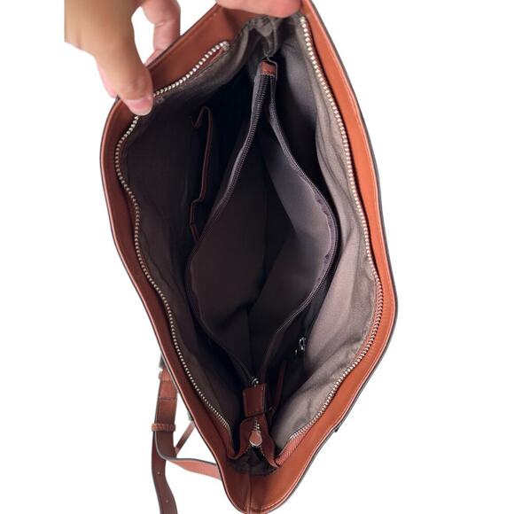 Bostanten LG Black Leather Shoulder Tote Bag Purse Zip Pockets Adjustable Strap - Picture 10 of 13